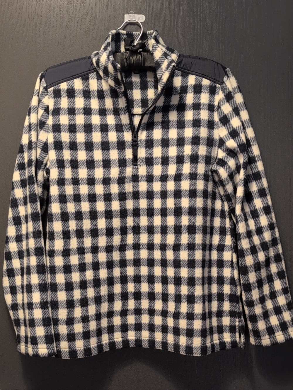 Talbots Checker Quarter Zip Fleece With Nylon Detailing